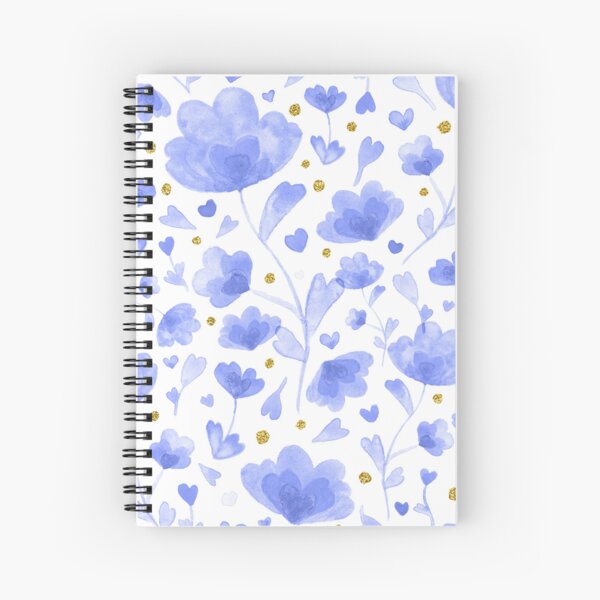 Aperçu de l'œuvre Douces fleurs aquarelle motif répété couleur bleu marine créée et vendue par Manacraftoon.