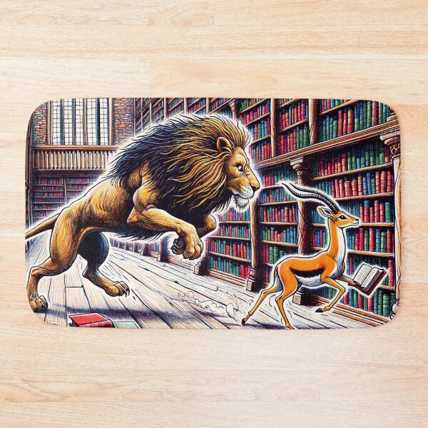 Item preview, Lion is hunting in the library designed and sold by m-y-A-I-A-R-T-.