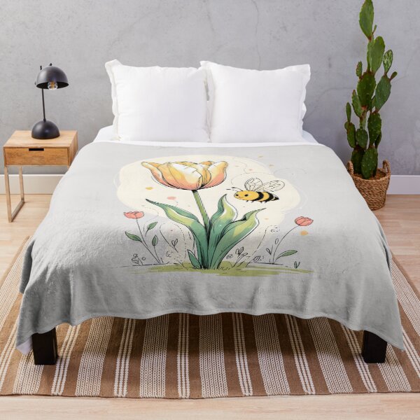 Item preview, Cute Bee & Flower - Cute Boho Nature Art designed and sold by MusesWhispers.