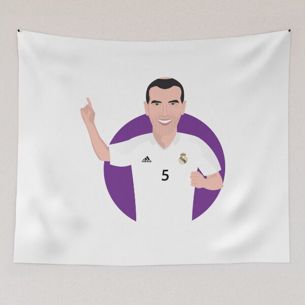 Item preview, Zinedine Zidane football celebration Real Madrid legend designed and sold by vectorlove.