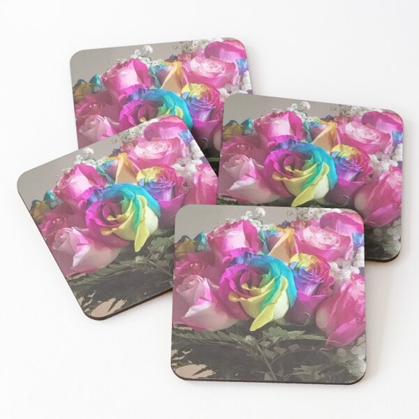 Item preview, DOZEN COLORFUL RAINBOW MULTICOLOR ROSES FLOWERS designed and sold by Shelbineshop.