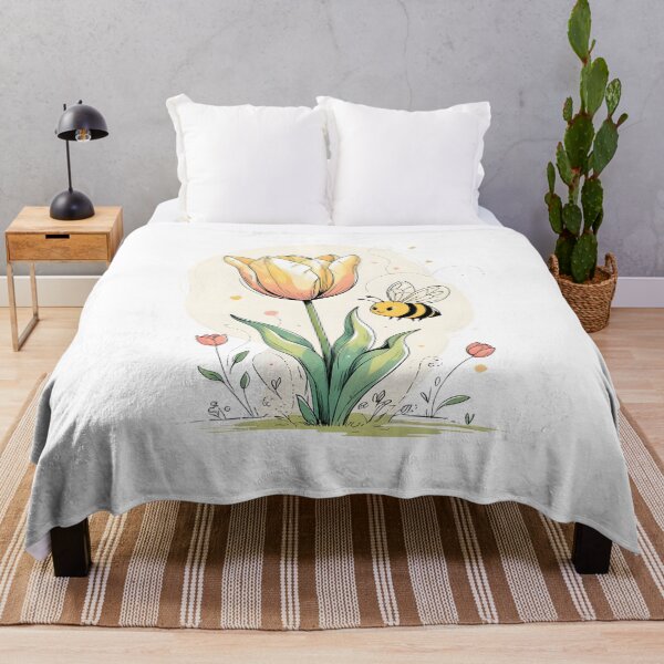 Item preview, Cute Bee & Flower - Cute Boho Nature Art designed and sold by MusesWhispers.