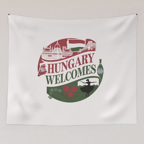 Item preview,  Hungary Welcomes Flag Map Budapest, Danube, Balaton designed and sold by AnimalsDH305.