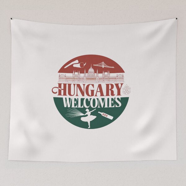 Item preview, Hungary Welcomes Flag Map Budapest, Danube, Balaton designed and sold by AnimalsDH305.