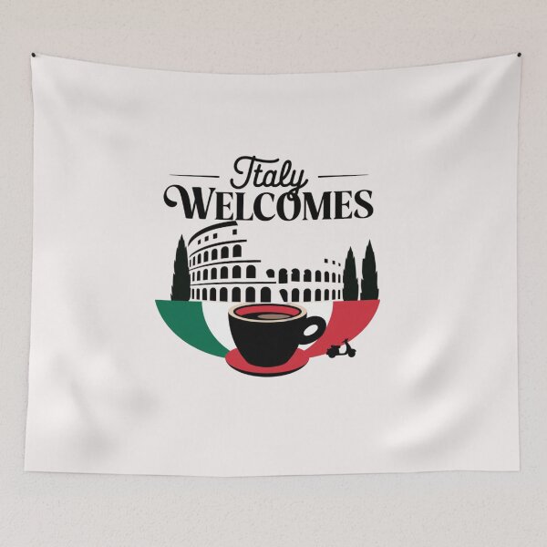 Item preview, Italy Welcomes Flag Map Rome, pizza,  designed and sold by AnimalsDH305.