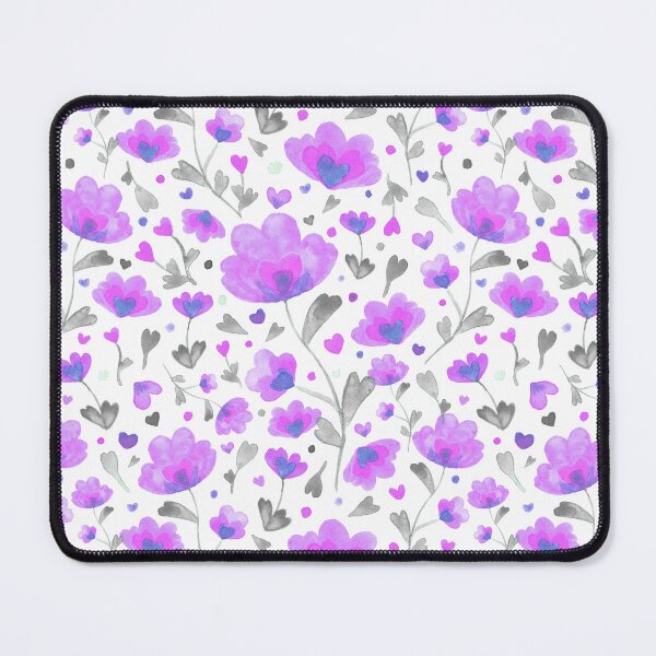 Item preview, Sweet watercolor flowers repeating pattern purple gray designed and sold by Manacraftoon.