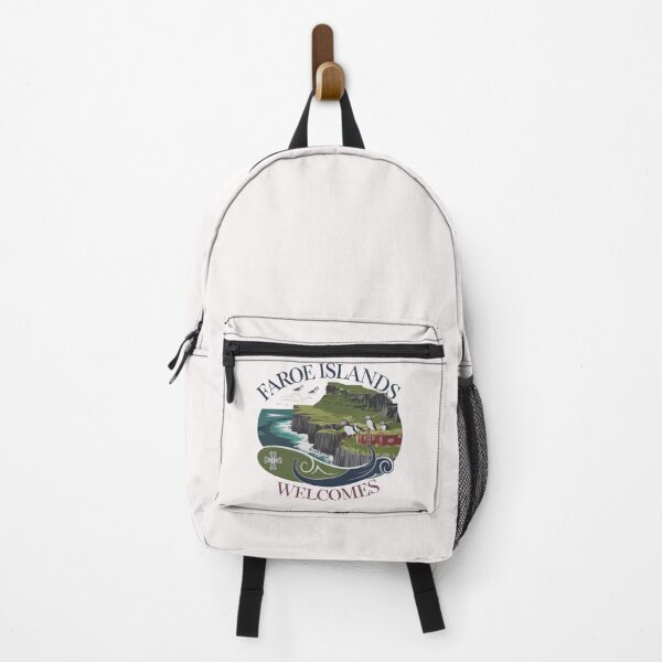 Item preview, Faroe Islands Welcomes Flag Map Cliffs, waterfalls, sheep, fjords designed and sold by AnimalsDH305.