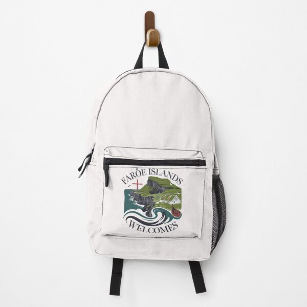 Item preview, Faroe Islands Welcomes Flag Map Cliffs, waterfalls, sheep, fjords designed and sold by AnimalsDH305.