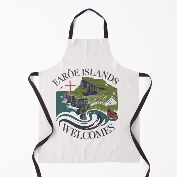 Item preview, Faroe Islands Welcomes Flag Map Cliffs, waterfalls, sheep, fjords designed and sold by AnimalsDH305.