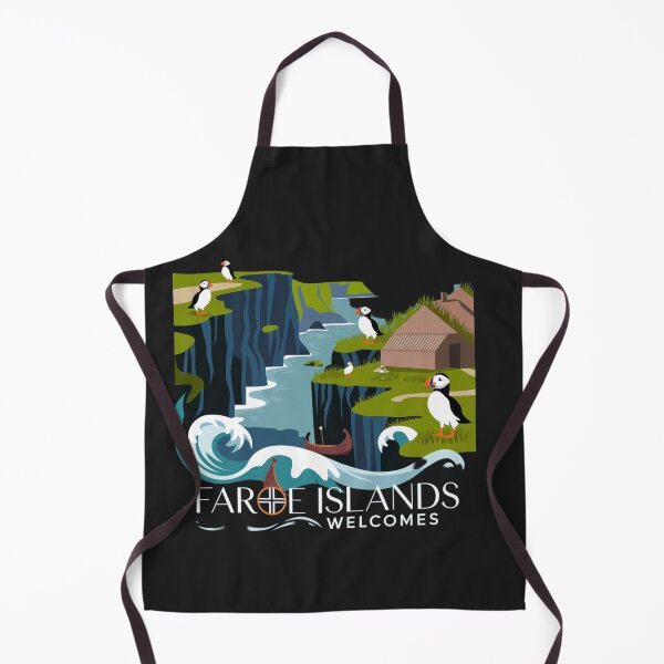Item preview, Faroe Islands Welcomes Flag Map Cliffs, waterfalls, sheep, fjords designed and sold by AnimalsDH305.