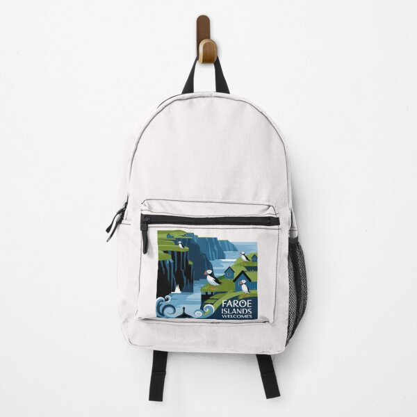 Item preview, Faroe Islands Welcomes Flag Map Cliffs, waterfalls, sheep, fjords designed and sold by AnimalsDH305.