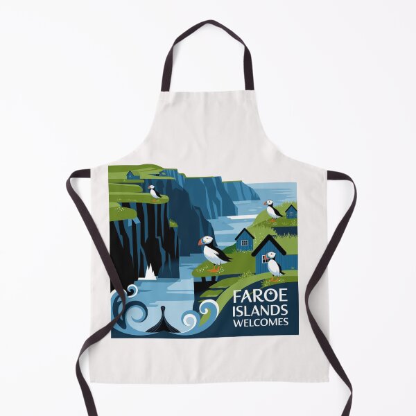 Item preview, Faroe Islands Welcomes Flag Map Cliffs, waterfalls, sheep, fjords designed and sold by AnimalsDH305.
