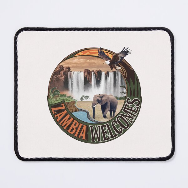 Item preview, Zambia Welcomes Flag Map Zambezi River,  designed and sold by AnimalsDH305.