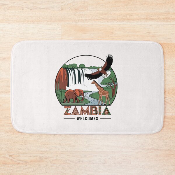 Item preview, Zambia Welcomes Flag Map Zambezi River,  designed and sold by AnimalsDH305.