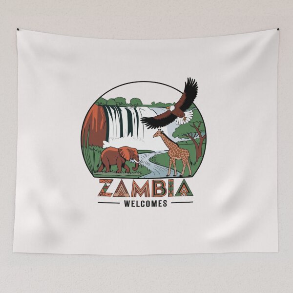 Item preview, Zambia Welcomes Flag Map Zambezi River,  designed and sold by AnimalsDH305.