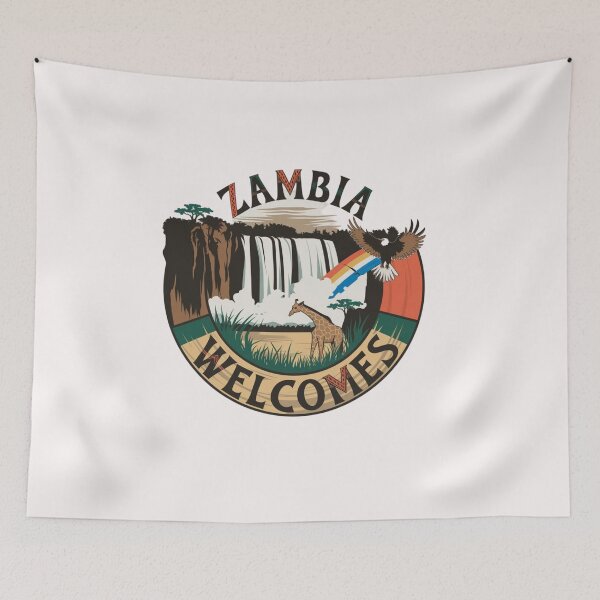 Item preview, Zambia Welcomes Flag Map Zambezi River,  designed and sold by AnimalsDH305.