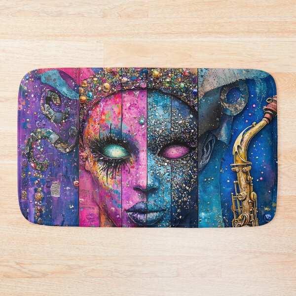 Item preview, Mardi Gras 2025 Art Nouveau Jester - Fantasy Surreal Saxophone Portrait designed and sold by AnnDesignStudio.