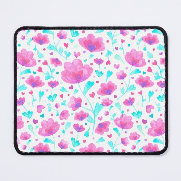Item preview, Soft watercolor flowers in pink and turquoise repeating pattern designed and sold by Manacraftoon.