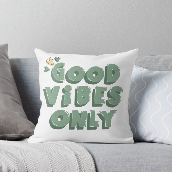 Item preview, “Good vibes only” green bubble writing with little hearts designed and sold by Articbee.