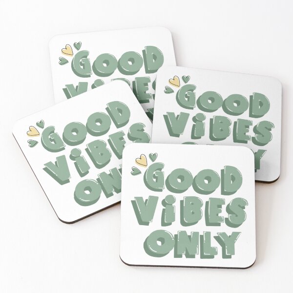 Item preview, “Good vibes only” green bubble writing with little hearts designed and sold by Articbee.
