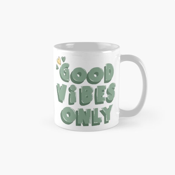 Item preview, “Good vibes only” green bubble writing with little hearts designed and sold by Articbee.