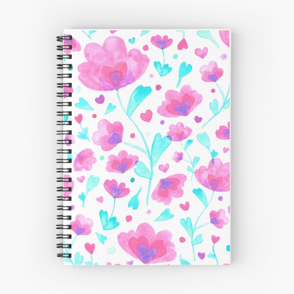Artikelvorschau, Weiche Aquarellblumen in Rosa und Türkis, sich wiederholendes Muster entworfen und verkauft von Manacraftoon.