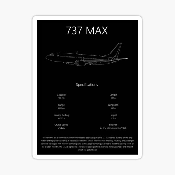 Item preview, Boeing 737MAX Specs designed and sold by Aviation-101.