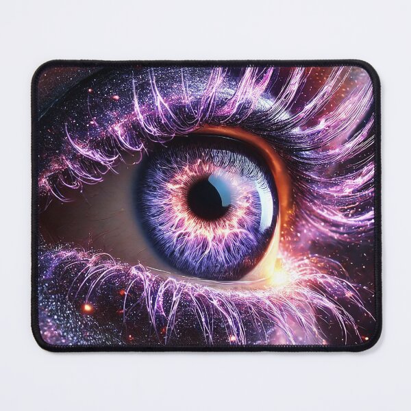 Item preview, Cosmic Vision: Hyper-Realistic Glowing Eye with Fiery Purple and Orange Energy designed and sold by philpace.
