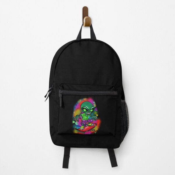 Item preview, Green alien skater with fluorescent eyes and skateboard designed and sold by Joncasmiart.