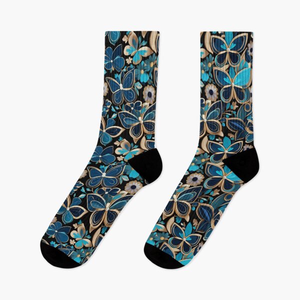 Item preview, Elegant Teal & Gold Butterfly Frenzy Pattern | Luxury Whimsical Design designed and sold by Juliette Ozkalfayan.