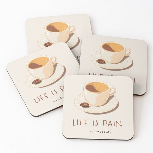 Item preview, Life Is Pain au Chocolat – Witty Coffee & Pastry Art designed and sold by Artistillery.