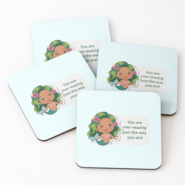 Item preview, Kawaii Cartoon Green Haired Black Girl Mermaid Positive Affirmation designed and sold by hannah01789.