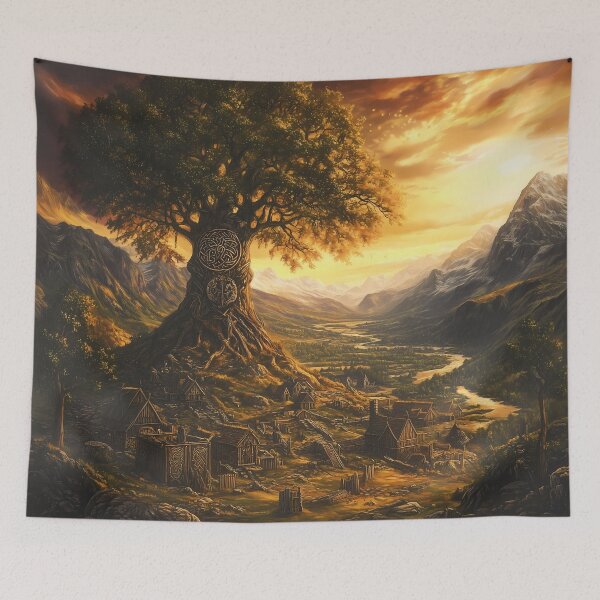 Item preview, Yggdrasil’s Embrace: The Golden Halls of Valhalla – A Fantasy Folklore Vision designed and sold by Spiritveil.
