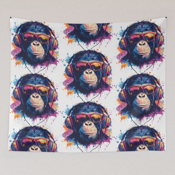 Item preview, A stylish monkey in glasses with rainbow colors designed and sold by Mariana Shymkovych.