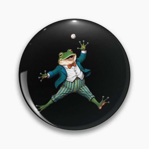 Item preview, Stylish frog jumping to catch baseball designed and sold by ATOTI.