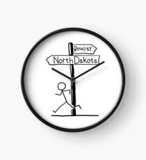Funny "North Dakota vs Reality" Signpost Themed Design Clock