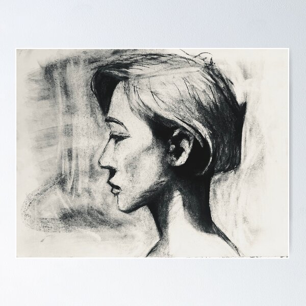 Item preview, Charcoal profile of woman  designed and sold by WhimsyB .