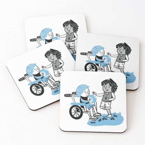 Item preview, Boy in a wheel chair with a football talking to a boy standing  designed and sold by jasmineberry.