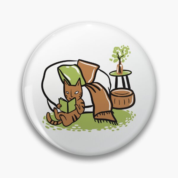 Item preview, a cozy cat sitting next to a sofa reading a book. designed and sold by jasmineberry.
