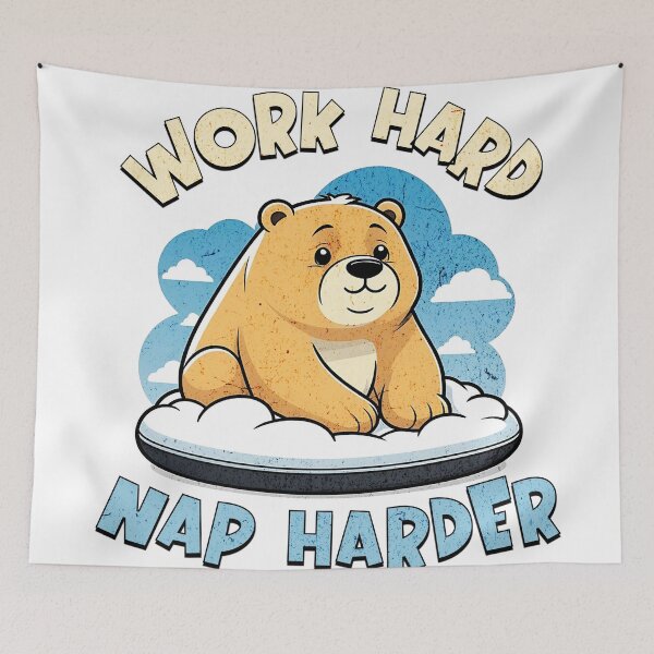Item preview, Work Hard, Nap Harder Bear Version designed and sold by Panda Creative Studio.