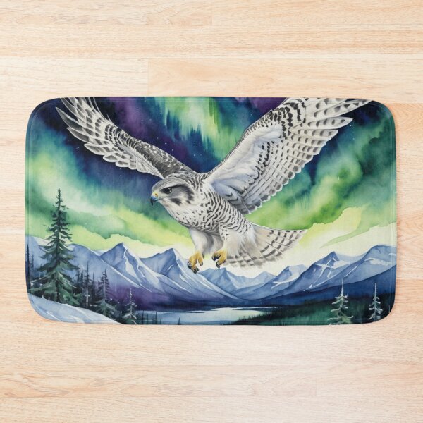 Item preview, Gyrfalcon Soaring Under Aurora Borealis designed and sold by WaterBirdArt.