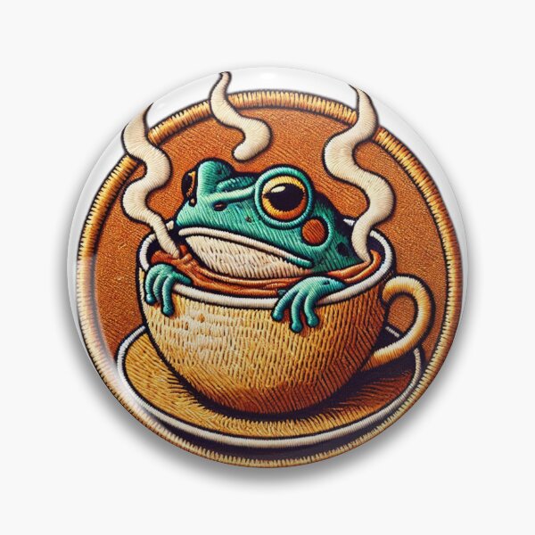 Item preview, Frog in Hot Water Embroidered Patch designed and sold by #Adulting Central.
