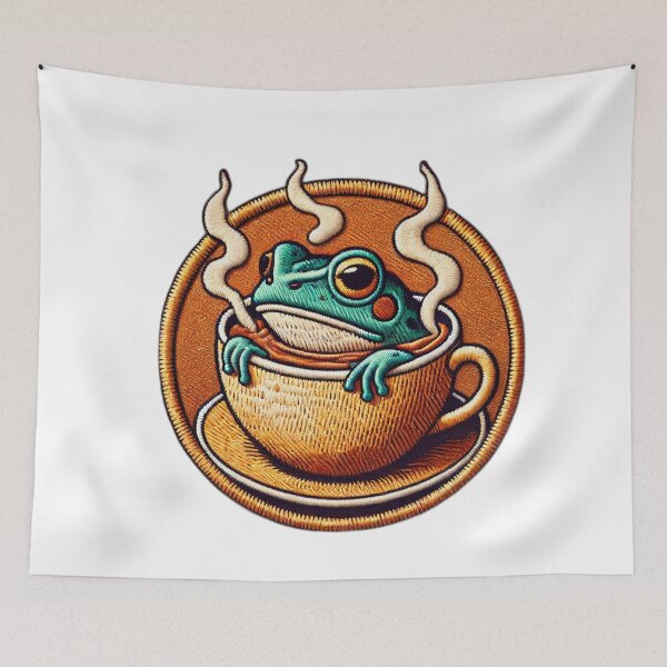 Item preview, Frog in Hot Water Embroidered Patch designed and sold by #Adulting Central.