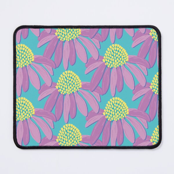 Item preview, Pink and yellow spring flowers on turquoise background designed and sold by Manacraftoon.