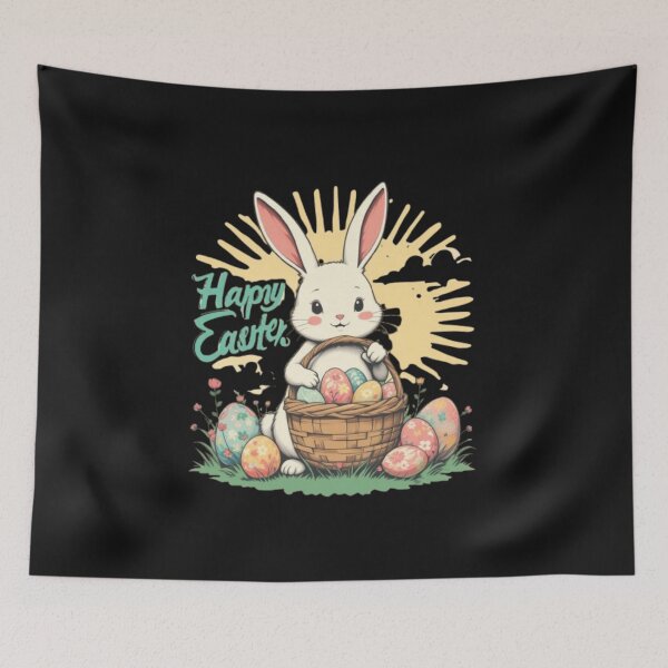 Item preview, Happy Easter Bunny with  eggs designed and sold by on_point_print_studio.