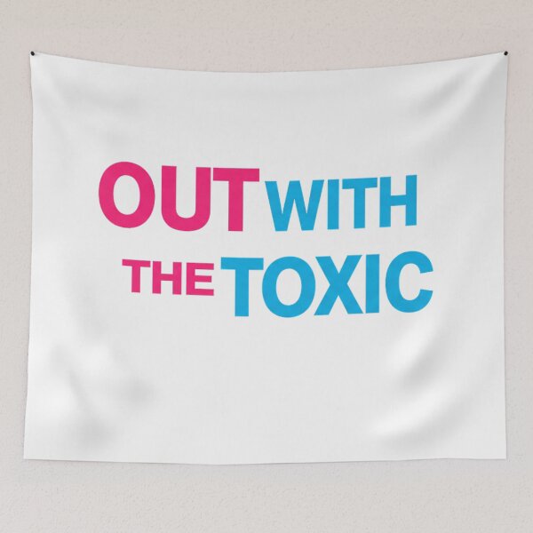 Item preview, OUT WITH THE TOXIC -pink and blue designed and sold by FitEnvy.