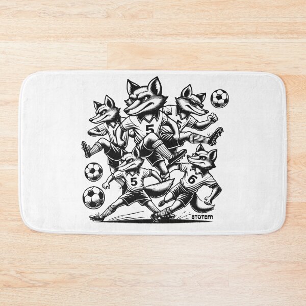 Item preview, foxes playing soccer in black and white designed and sold by 8Totem.