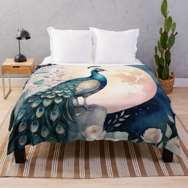 Item preview, Moonlit Peacock Among Blossom Garden designed and sold by WaterBirdArt.