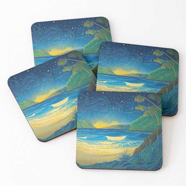 Item preview, Evening Ocean Beach in Hawaii Painting designed and sold by MagicalOceanArt.
