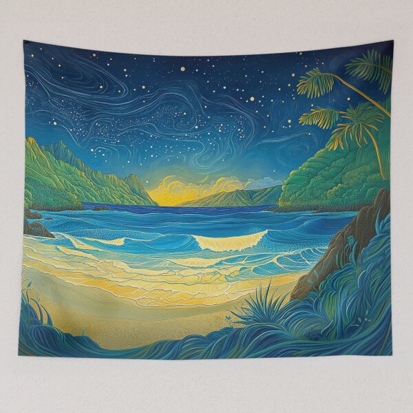 Item preview, Evening Ocean Beach in Hawaii Painting designed and sold by MagicalOceanArt.